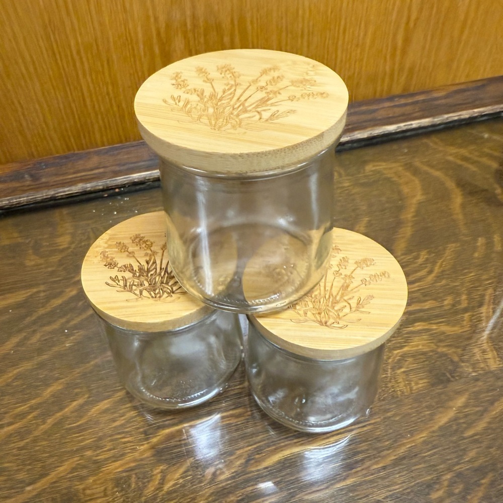 Bluebonnet Mini Jars set of 3 Wood Lids